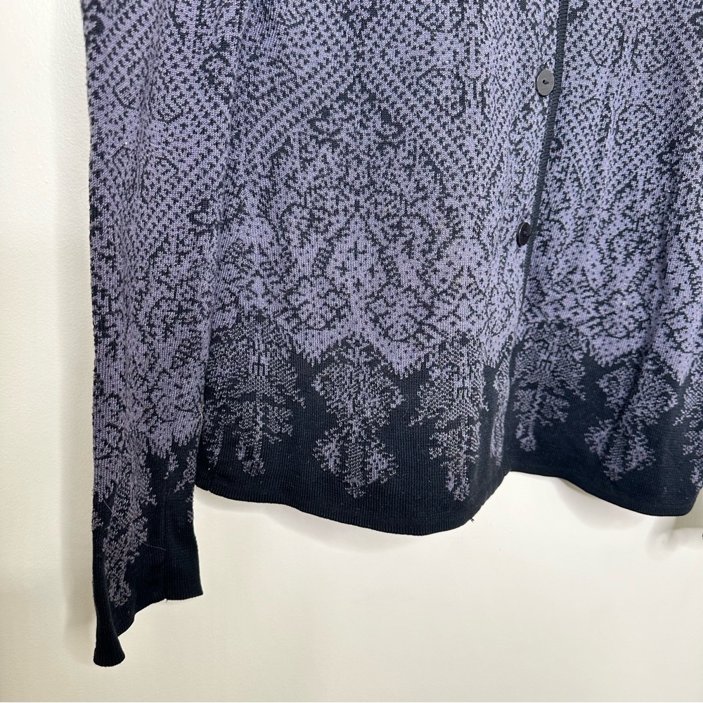 Peruvian Connection Purple Gray Printed Button Fr… - image 2